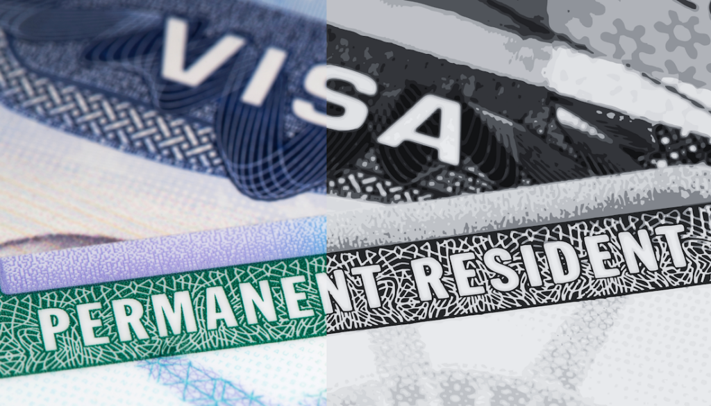U.S. visa and permanent resident green card illustrating new SBA citizenship rule affecting SBA loan eligibility