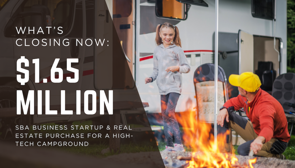 RV campers at a modern campground representing a $1.65M SBA startup loan used to launch a high-tech campground business.